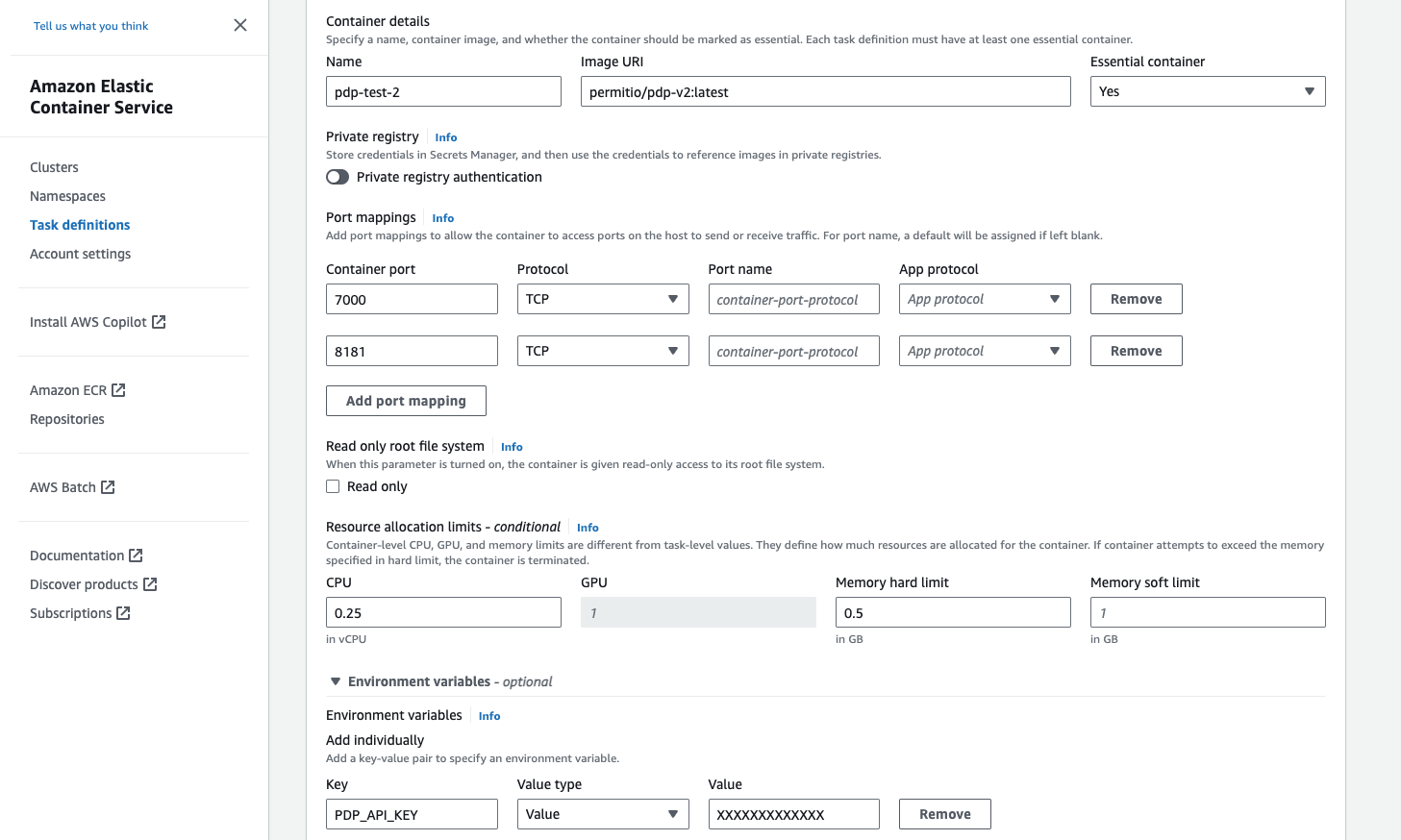 Configure definitions