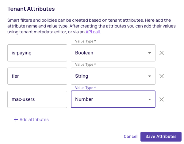 Defined Tenant Attributes Example