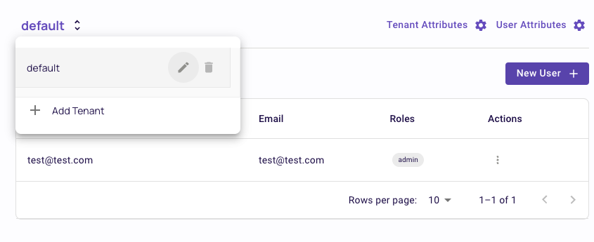 Tenant Attribute Definition Window